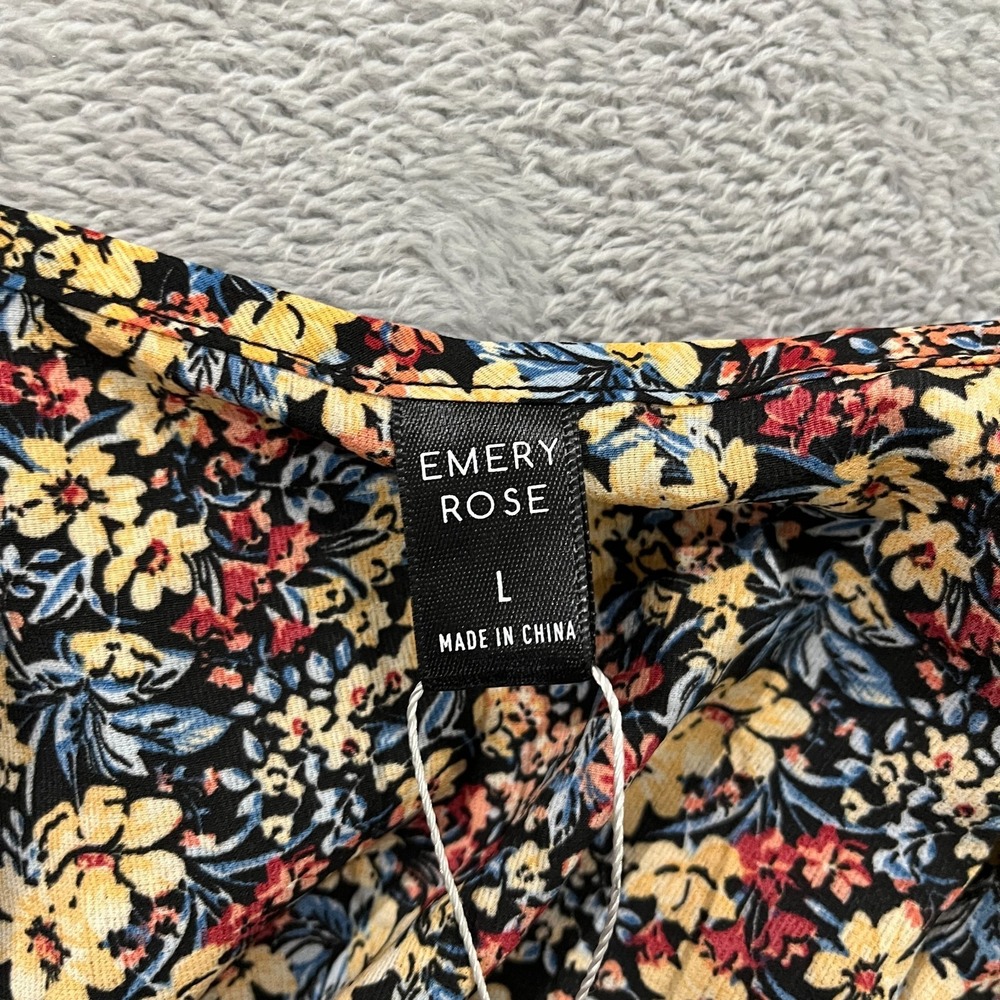 Emery Rose A Line Dress Women Large Multicolor Floral Stretch Pleated Cap Sleeve - Picture 3 of 8